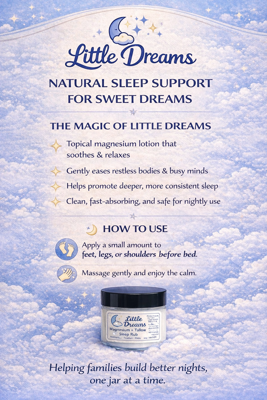 Little Dreams™ Magnesium Sleep Lotion – Children Strength (2 oz) Natural Children's Sleep Aid
